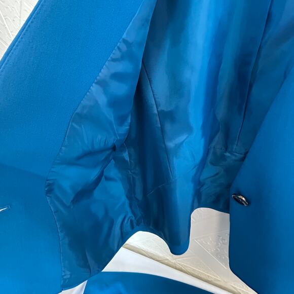 KASPER Size 14P Blue turquoise Skirt Suit Blazer Lined Jacket Vietnam - Picture 7 of 12